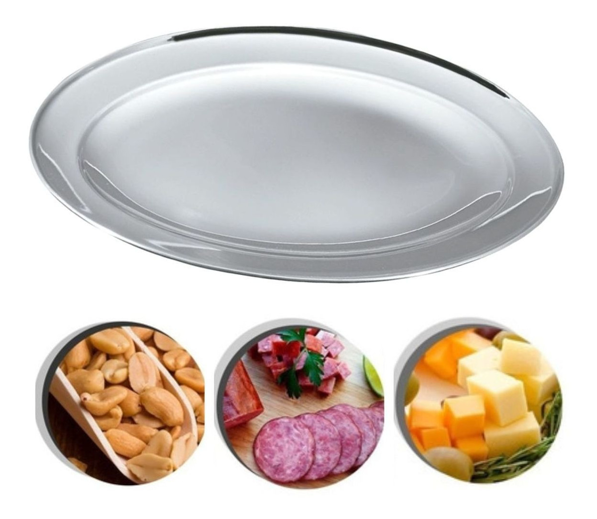 Travessa Funda Oval em Inox 24cm