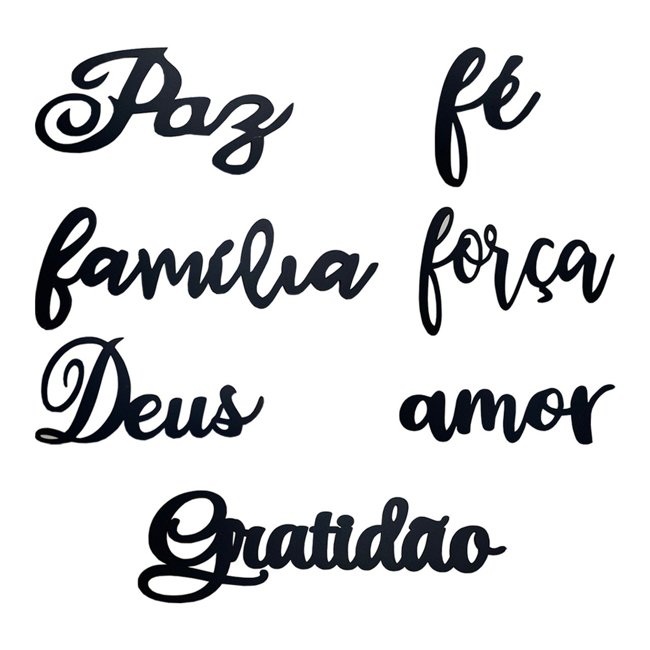 kit 7 palavras paz fe familia força amor deus gratidão - MDF