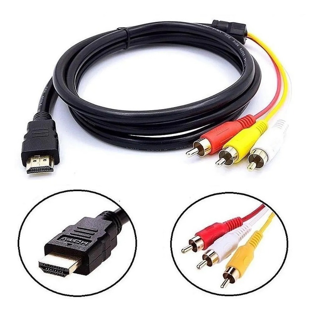 Cabo Adaptador Hdmi Para 3 Rca Com Saída Av Para Tv