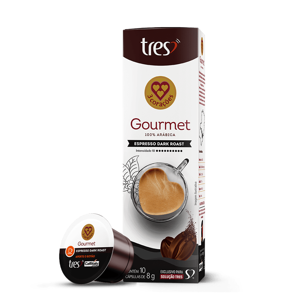 Cápsulas de Café Espresso Gourmet Dark Roast Três Corações