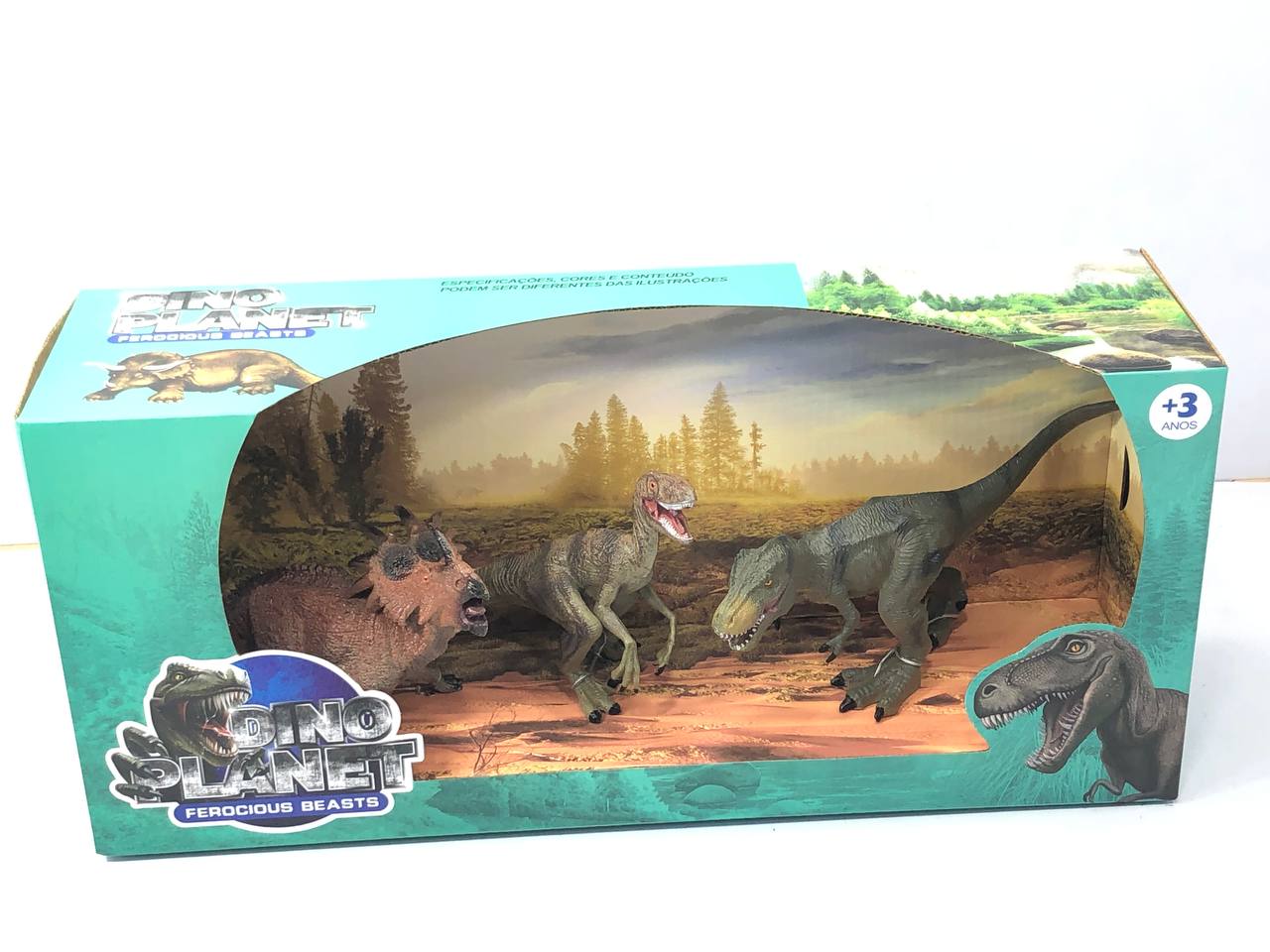 Dinossauros Dino Planet Ferocious com 3 Unidades 