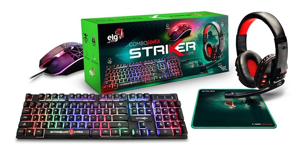 Kit 4 Em 1 Headset Sound Mouse C/ Teclado + Mousepad Control