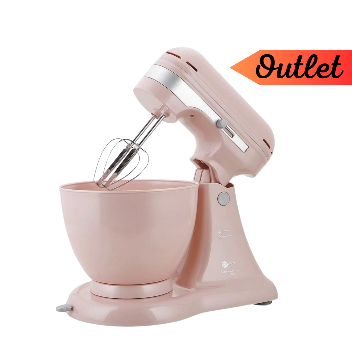 Batedeira Retrô Vintage Rosa Lux 500w Fun Kitchen 220v - Outlet