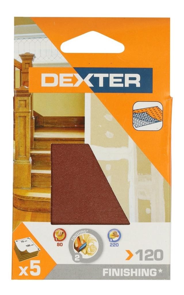 Kit 5 Folhas De Lixa Para Madeira Grão 120 Dexter