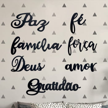 kit 7 palavras paz fe familia força amor deus gratidão - MDF