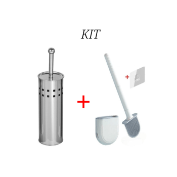 Kit escova sanitária em inox + escova em silicone