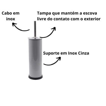 Escova Sanitária com Suporte em Inox Cinza