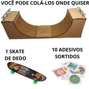 Pista Rampa Skate Dedo Para Brincar Mdf 58x15x18cm + Brindes