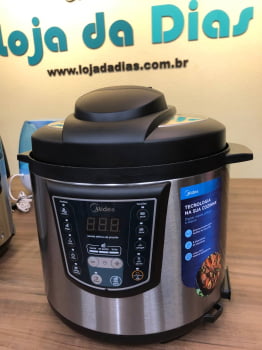 Panela elétrica pressão Midea PPA7 Inox/Preto 110v - Outlet