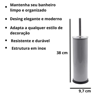 Escova Sanitária com Suporte em Inox Cinza