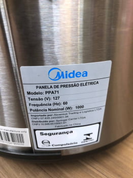 Panela elétrica pressão Midea PPA7 Inox/Preto 110v - Outlet