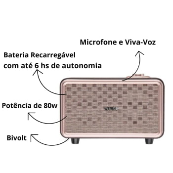 Caixa de Som Bluetooth Retro Speaker Presley Pulse Portátil