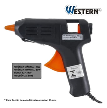 Pistola De Cola Quente Bivolt 40w + 2 Bastões Western