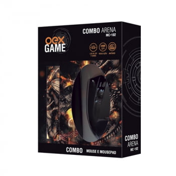 Combo Mouse e Mouse Pad Oex Game Arena MC102