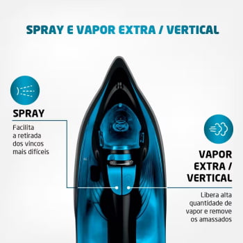 Ferro De Passar A Vapor F-53 Azul E Preto Mondial 220v - Novo