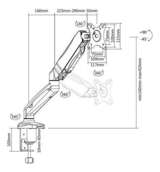 Suporte Para Monitor Regulável Pistão A Gás 17 A 27 ELG 