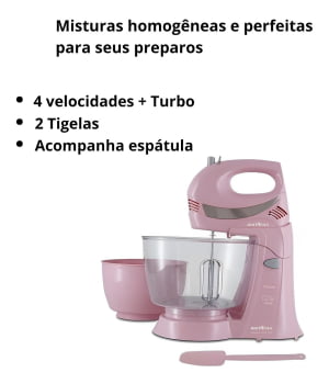 Batedeira Britânia Diamante Cristal Duo Rosa 220v