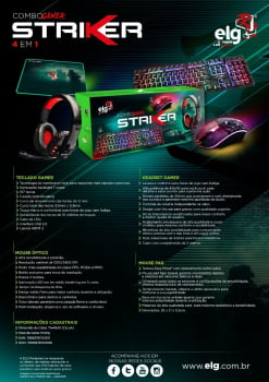 Kit 4 Em 1 Headset Sound Mouse C/ Teclado + Mousepad Control