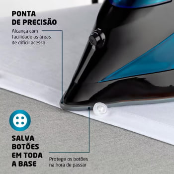 Ferro De Passar A Vapor F-53 Azul E Preto Mondial 220v - Novo