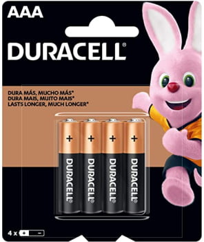 Pilha AAA Palito Alcalina Duracell 4 Unidades