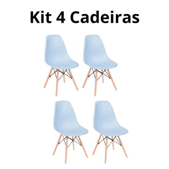 Kit 4 Cadeiras Eiffel Com Encosto Casa Nova Azul