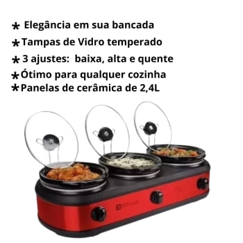 Richos Buffet Rechaud Elétrico Bella Triplo Red 220V - Novo