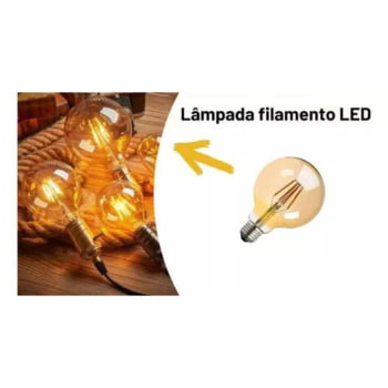 Lâmpada Filamento Led Ballon G125 Retrô Vintage Âmbar