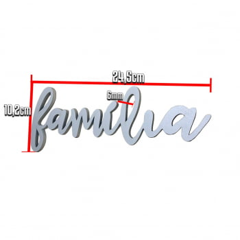 Placa Decorativa Palavra Família em Mdf 24.5x10.2x6mm