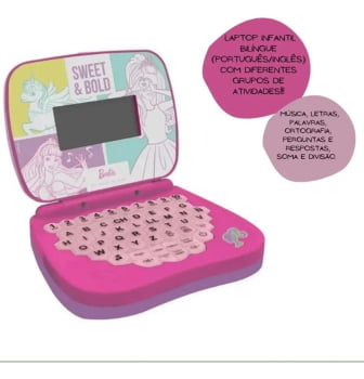 Candide Laptop Barbie Infantil Português/inglês Rosa