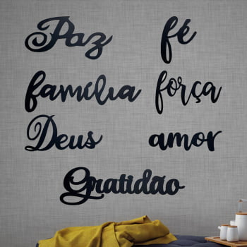 kit 7 palavras paz fe familia força amor deus gratidão - MDF