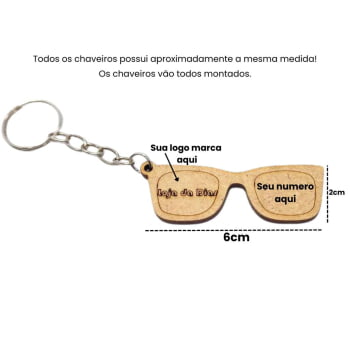 Kit 500 Unidades de Óculos para Chaveiro Mdf Personalizado