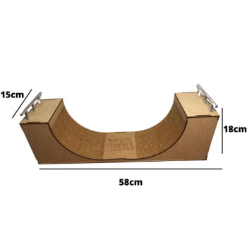 Pista Rampa Skate Dedo Para Brincar Mdf 58x15x18cm + Brindes