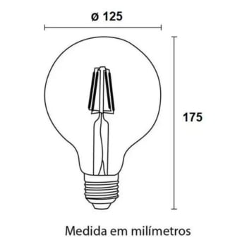 Lâmpada Filamento Led Ballon G125 Retrô Vintage Âmbar