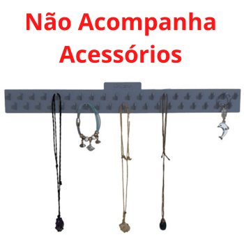 Suporte Parede Organizador Colares 50cm Cinza