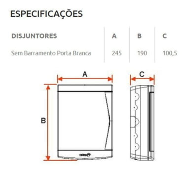 Quadro Distribuição Embutir 6/8 Disjuntores Tigre