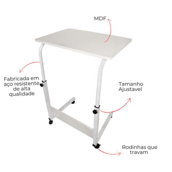 Mesa para Laptop Dobrável em Aço 60x40cm Branca