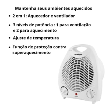 Aquecedor Britânia AB1100N 2 em 1 2000W 220V - NOVO