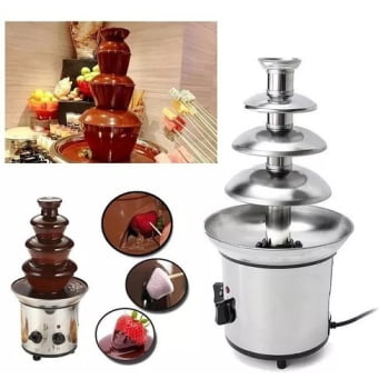 Fonte Cascata De Chocolate Grande 4 Torres Fondue 220v