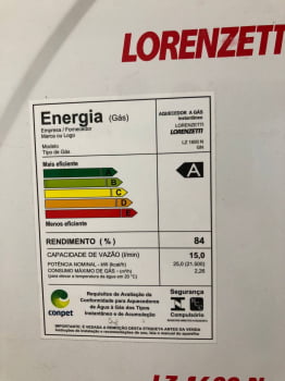 Aquecedor de água a gás GN Lorenzetti LZ 1600 N - Outlet