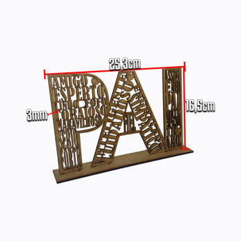 Letreiro Dias dos Pais 25x17cm em MDF 