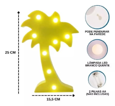 Luminária De Led Decorativa Coqueiro Palmeira De Mesa