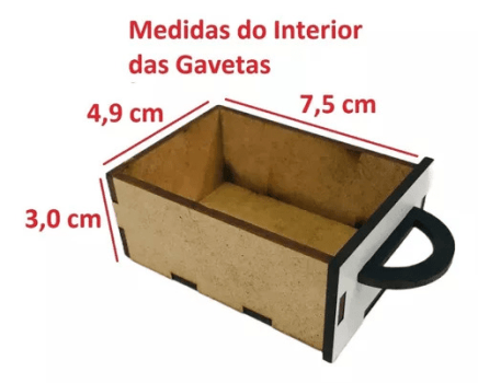 Gaveteiro Organizador 31x19x9cm Branco c/ puxador Preto