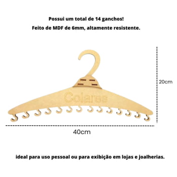 Porta Colares Cabide em MDF 40cm