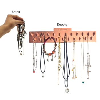 Suporte Parede Organizador Colares 30cm Rose Gold