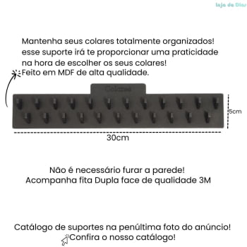 Suporte Parede Organizador Colares 30cm Preto Fosco