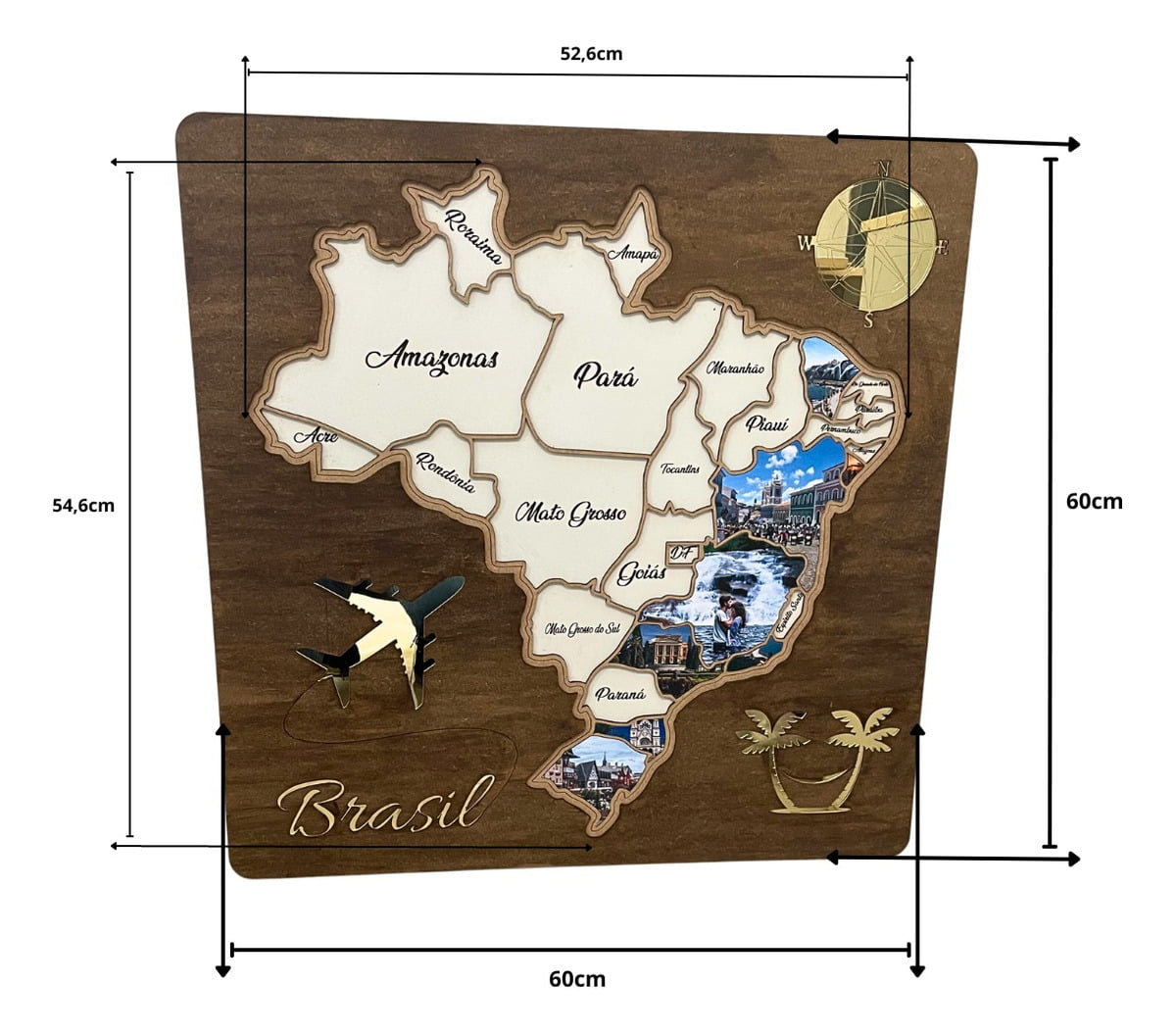 Quadro Mapa Do Brasil Diário De Viagem Mdf Para Fotos